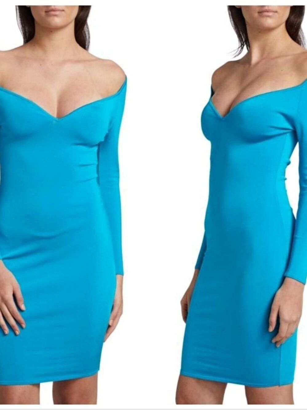 Alexandre Vauthier Off-Shoulder Turquoise Bodycon Dress Size 6(38) BNWT